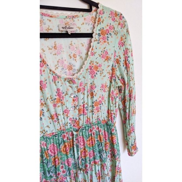 Arnhem Harmony Gypsy Mini Dress Sz6 Boho Floral Mint - Picture 4 of 10